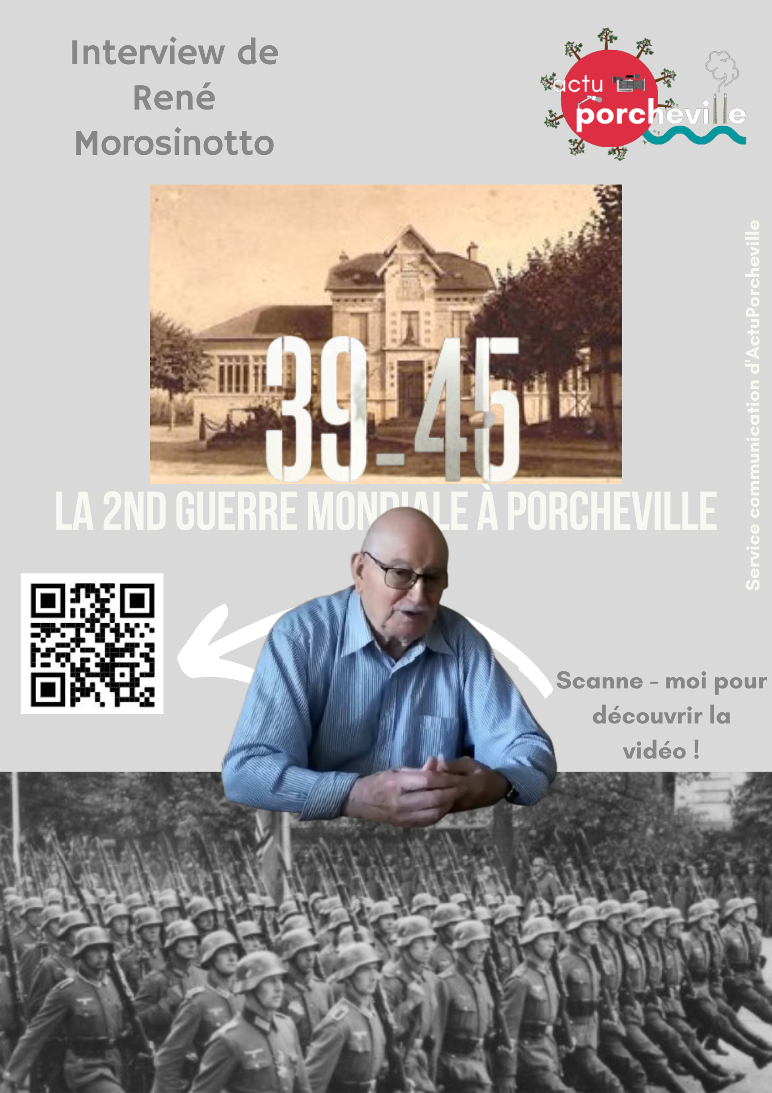 Affiche vidéo interview de René Morosinotto sur la seconde guerre Mondiale à Porcheville