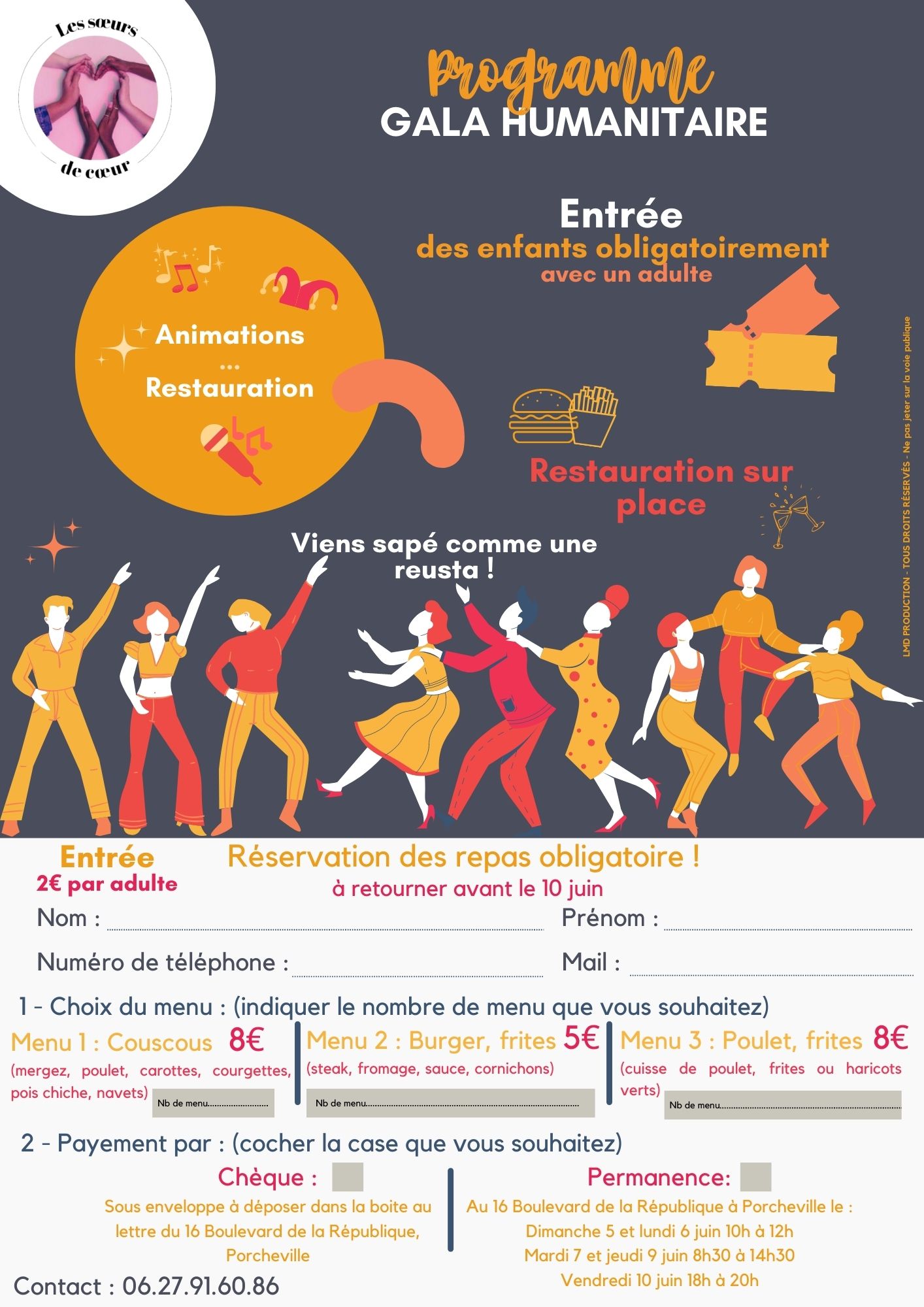 Programme flyer gala humanitaire Les Soeurs de coeur de Porcheville